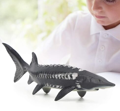 JTLB Lifelike Sturgeon Fish Model, Artificial Plastic Fish Toy with Vivid Shape for Home Decor, Photography Props, Baby Safe (M-1528 Chinese Sturgeon) in Kuwait