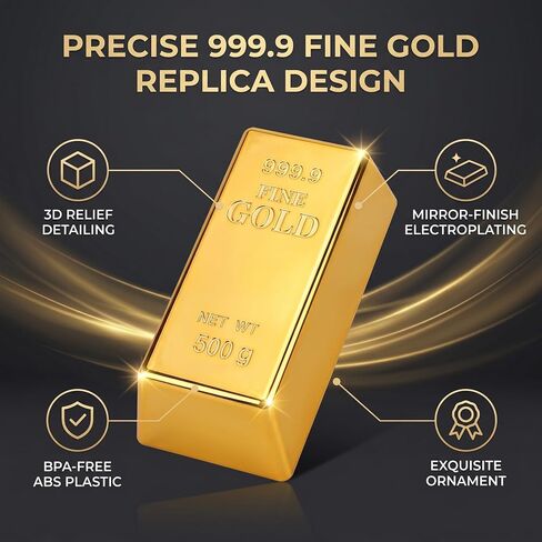 Small Gold Bar Replica ABS Plastic Door Stopper Decorative Fake Prop for Photography Display Party Props (Small Size) in Kuwait