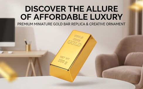 Small Gold Bar Replica ABS Plastic Door Stopper Decorative Fake Prop for Photography Display Party Props (Small Size) in Kuwait