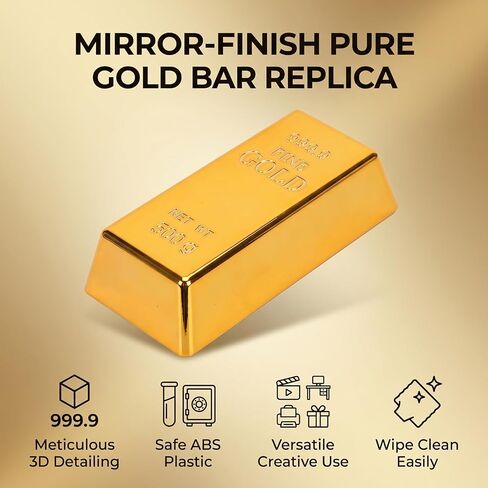 Small Gold Bar Replica ABS Plastic Door Stopper Decorative Fake Prop for Photography Display Party Props (Small Size) in Kuwait