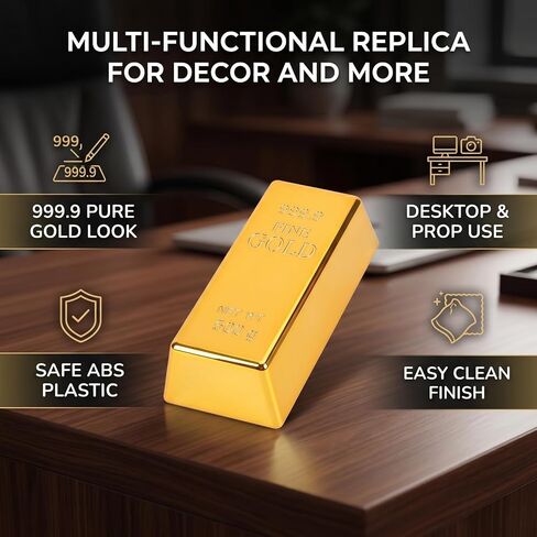 Small Gold Bar Replica ABS Plastic Door Stopper Decorative Fake Prop for Photography Display Party Props (Small Size) in Kuwait