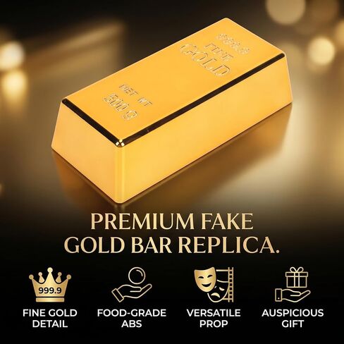 Small Gold Bar Replica ABS Plastic Door Stopper Decorative Fake Prop for Photography Display Party Props (Small Size) in Kuwait