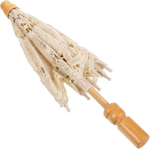 Wedding Bride Lace Parasol Wooden Handle, Cream White Photo Prop in Kuwait