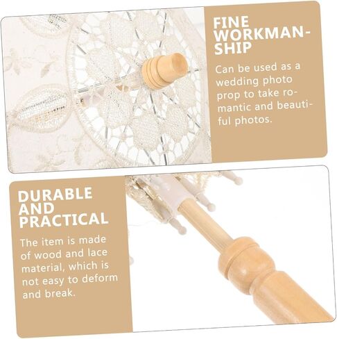 Wedding Bride Lace Parasol Wooden Handle, Cream White Photo Prop in Kuwait