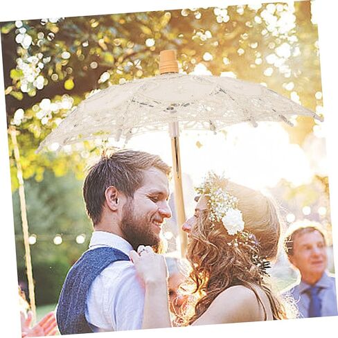 Wedding Bride Lace Parasol Wooden Handle, Cream White Photo Prop in Kuwait