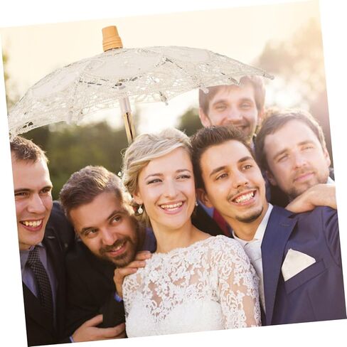 Wedding Bride Lace Parasol Wooden Handle, Cream White Photo Prop in Kuwait