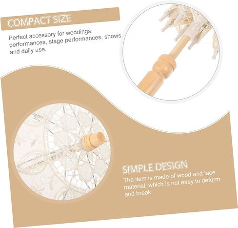 Wedding Bride Lace Parasol Wooden Handle, Cream White Photo Prop in Kuwait
