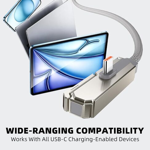 USB C Cable Foldable Stand 240W Fast Charging 1.5M 4.92ft Type C Cord Grey in Kuwait
