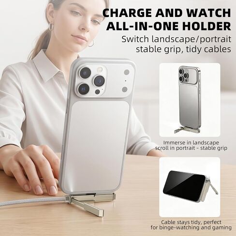 USB C Cable Foldable Stand 240W Fast Charging 1.5M 4.92ft Type C Cord Grey in Kuwait