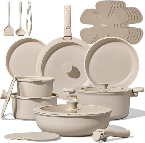 CAROTE 27pcs Pots and Pans Set Non Stick, Detachable Handle Cookware Sets in Kuwait