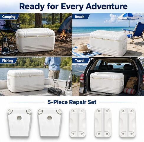 Cooler Replacement Hinge and Latch Kit for Igloo Coolers 25–165 Qt, 3 Hinges 2 Latches 18 Stainless Steel Screws, Heavy Duty Cooler Repair Parts, Durable Cooler Lid Hardware Replacement Set in Kuwait