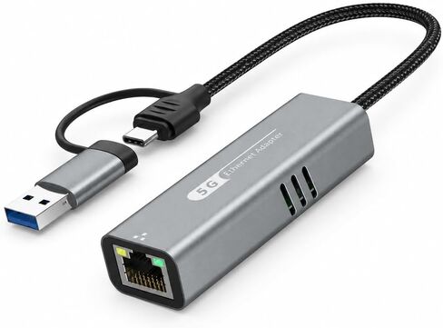 2.5G USB-C/USB A to RJ45 Ethernet Adapter, Aluminum 2-in-1 LAN Converter in Kuwait