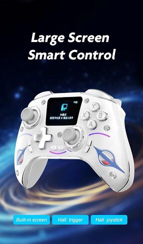 Multi-Function Wireless Pro Controller with Interactive Screen,for Switch/PS4/PC/Android/iOS/SteamDeck, 4 Programmable Buttons, Turbo, 6-axis Gyro, Dual Vibration, RGB Lighting, Hall Effect Joystick Trigger, 1200mAh battery in Kuwait