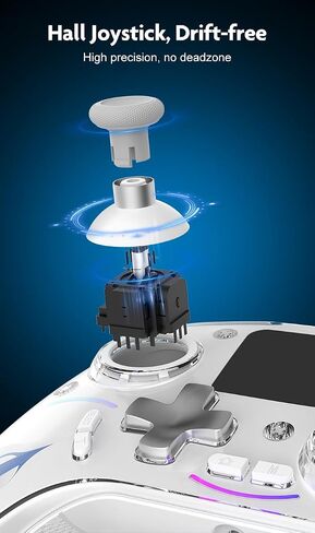 Multi-Function Wireless Pro Controller with Interactive Screen,for Switch/PS4/PC/Android/iOS/SteamDeck, 4 Programmable Buttons, Turbo, 6-axis Gyro, Dual Vibration, RGB Lighting, Hall Effect Joystick Trigger, 1200mAh battery in Kuwait