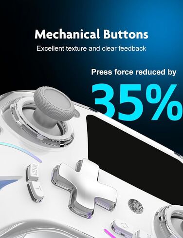 Multi-Function Wireless Pro Controller with Interactive Screen,for Switch/PS4/PC/Android/iOS/SteamDeck, 4 Programmable Buttons, Turbo, 6-axis Gyro, Dual Vibration, RGB Lighting, Hall Effect Joystick Trigger, 1200mAh battery in Kuwait