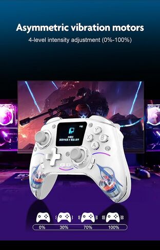 Multi-Function Wireless Pro Controller with Interactive Screen,for Switch/PS4/PC/Android/iOS/SteamDeck, 4 Programmable Buttons, Turbo, 6-axis Gyro, Dual Vibration, RGB Lighting, Hall Effect Joystick Trigger, 1200mAh battery in Kuwait