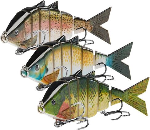 BASSDASH Bone Multi Jointed Swimbait 3-Pack, 3.7in/0.66oz Hard Fishing Lure for Bass, Trout, Bluegill, Pike in Kuwait