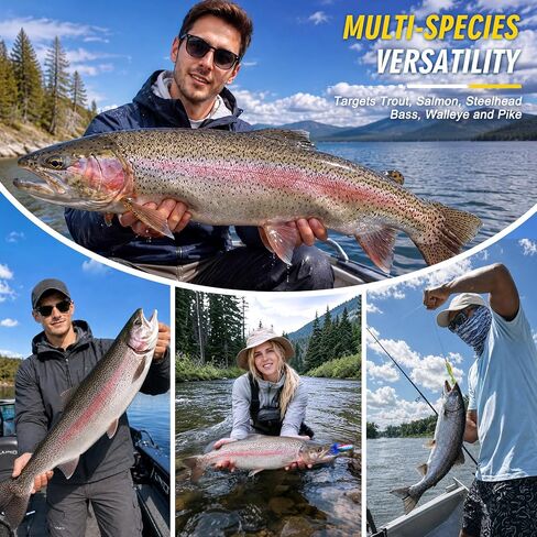 5pcs Upgraded Fishing Spoon Lures w/Feather Tails, Colorful Trout Lures in Kuwait