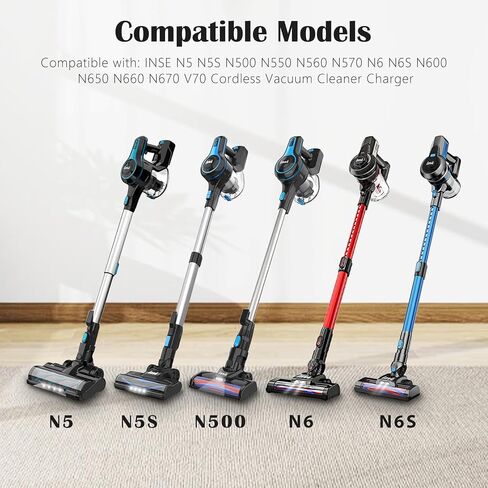 Charger for INSE Cordless Vacuum Cleaner, Compatible with Inse N5 N5S N500 N550 N560 N570 N6 N6S N600 N650 N660 V70 Vacuum, Replacement for Wowgo S108, Deik VC-1518-US Power Adapter Supply Cord in Kuwait