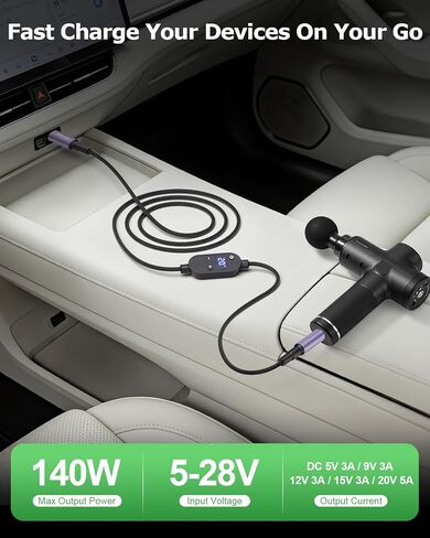 USB C to DC Adapter 140W USB C to Barrel Plug Adapter with 16 Tips 4.9FT in Kuwait