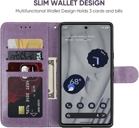 Wallet Case for Pixel 8/for Google8 GKWS6 G9BQD Case with Screen Protector, Folio Flip PU Leather Stand Credit Card Holder Slots Wrist Strap Phone Cover for Google Pixel 8 Purple in Kuwait
