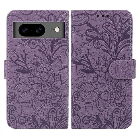 Wallet Case for Pixel 8/for Google8 GKWS6 G9BQD Case with Screen Protector, Folio Flip PU Leather Stand Credit Card Holder Slots Wrist Strap Phone Cover for Google Pixel 8 Purple in Kuwait