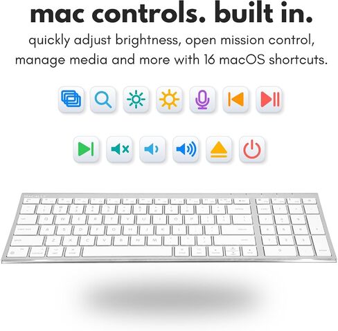 Macally Compact Wired Keyboard for Mac with Number Pad, Dual USB-C + USB-A, Silver in Kuwait