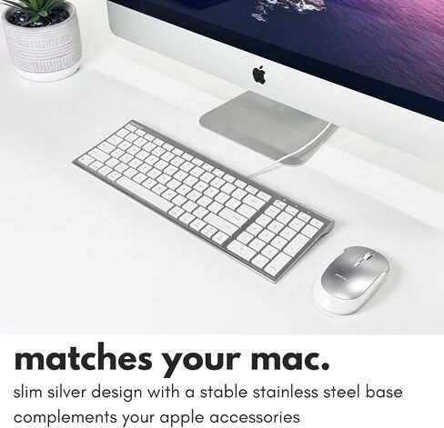 Macally Compact Wired Keyboard for Mac with Number Pad, Dual USB-C + USB-A, Silver in Kuwait