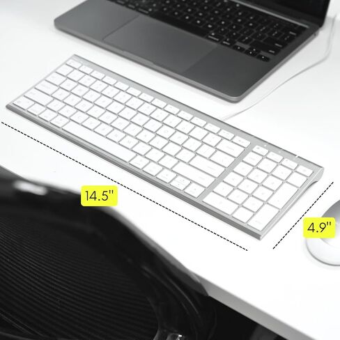 Macally Compact Wired Keyboard for Mac with Number Pad, Dual USB-C + USB-A, Silver in Kuwait