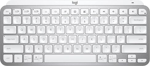 Logitech MX Keys Mini Minimalist Wireless Illuminated Keyboard, Compact, Bluetooth, Backlit, USB-C, Compatible with Apple macOS, iOS, Windows, Linux, Android, Metal Build - Pale Gray (Renewed) in Kuwait