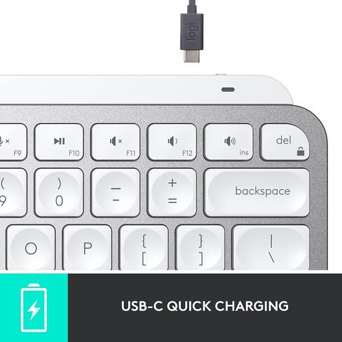 Logitech MX Keys Mini Minimalist Wireless Illuminated Keyboard, Compact, Bluetooth, Backlit, USB-C, Compatible with Apple macOS, iOS, Windows, Linux, Android, Metal Build - Pale Gray (Renewed) in Kuwait