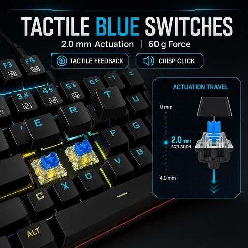 ODC RGB Mechanical Gaming Keyboard, Wired 104-Key with Blue Switches in Kuwait