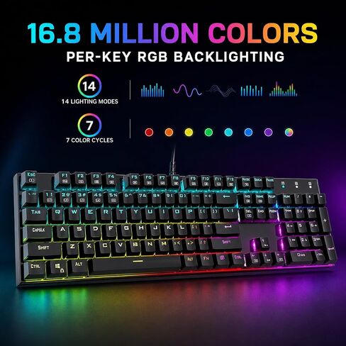 ODC RGB Mechanical Gaming Keyboard, Wired 104-Key with Blue Switches in Kuwait