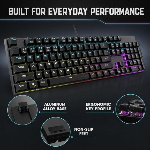 ODC RGB Mechanical Gaming Keyboard, Wired 104-Key with Blue Switches in Kuwait