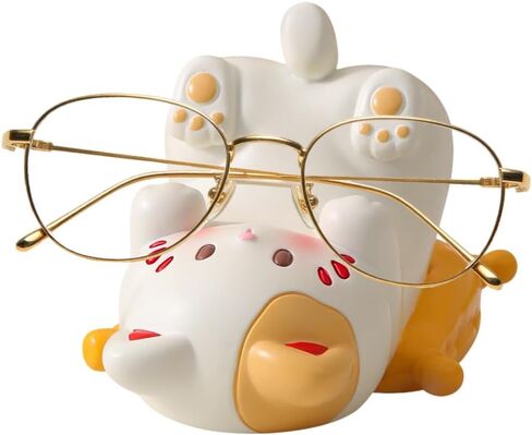 Cute Cat Glasses Holder for Desk Cat Mobile Phone Holder Stand Resin Spectacles Holder Shelf for Office Home Bracket Nightstand Home Office Decor in Kuwait