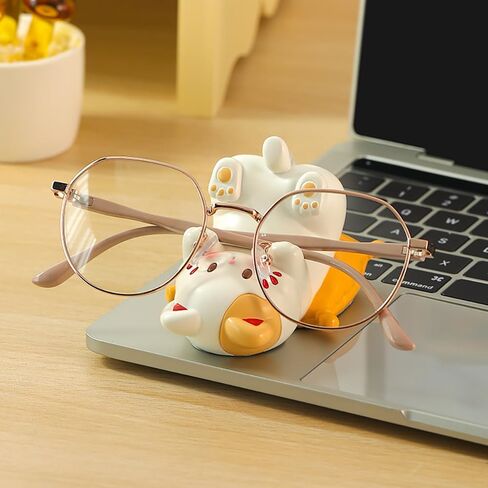 Cute Cat Glasses Holder for Desk Cat Mobile Phone Holder Stand Resin Spectacles Holder Shelf for Office Home Bracket Nightstand Home Office Decor in Kuwait