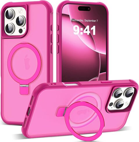 SKYLMW Compatible with iPhone 16 Pro Max Case with Stand,Rose in Kuwait