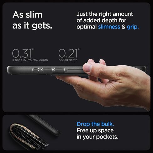 Spigen Slim Armor CS Designed for iPhone 15 Pro Max Case (2023) [Military-Grade Protection] - Black in Kuwait