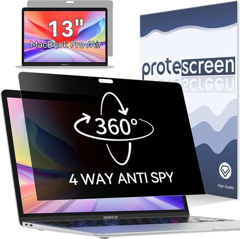 360° Privacy Screen for MacBook Pro 13 Inch(2016-2022, M1, M2)/MacBook Air 13 in(2018-2021,M1), 4 Way Privacy Anti Glare Blue Light Filter Shield Film Anti Spy Laptop Protector for Mac 13In Computer in Kuwait