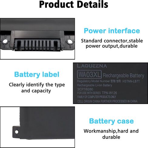 WA03XL Laptop Battery Compatible with HP Pavilion X360 14-BA 15-BK 15-BR 15-BR001TX Series WAO3XL HSTNN-UB7H HSTNN-LB7T TPN-W126 916812-855 916812-055 11.4V 48Wh 3-Cell in Saudi Arabia