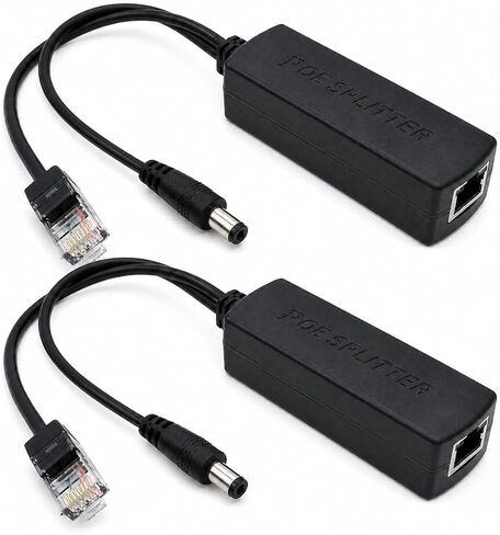 Standard PoE Splitter 48V to 12V 1A-2A, Adaptive to Both IEEE802.3AF/AT Protocols, Compatible with Most IP Security Cameras, Black, 1 Pack in Kuwait