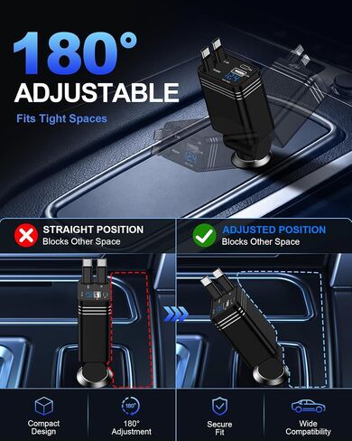 Retractable Car Charger USB C 47w Fast Charge for iPhone 18/17Pro Max 16 15 in Kuwait