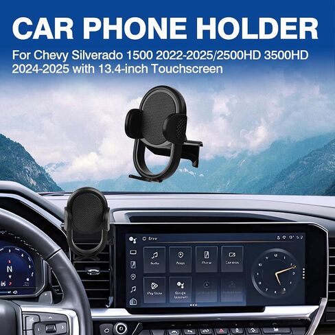 Autorder Car Phone Holder for Chevy Chevrolet Silverado 1500 2022-2026/2500HD 3500HD 2024-2026 Accessories Phone Mount 13.4-Inch Screen Cell Phone Automobile Cradles Hands-Free 360 Degree Rotation in Kuwait