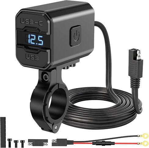 Aluminum Motorcycle Phone Charger SAE to USB Adapter Type C and USB 3.0 in Kuwait