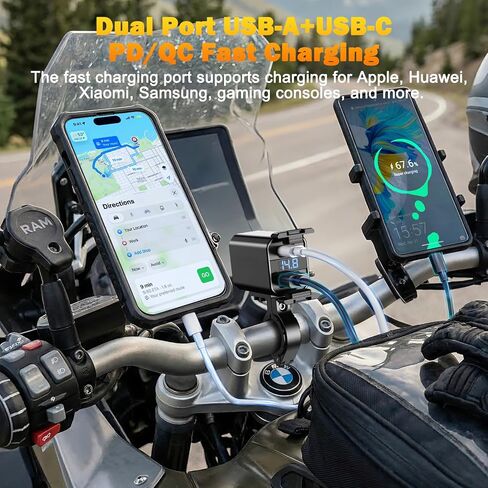 Aluminum Motorcycle Phone Charger SAE to USB Adapter Type C and USB 3.0 in Kuwait