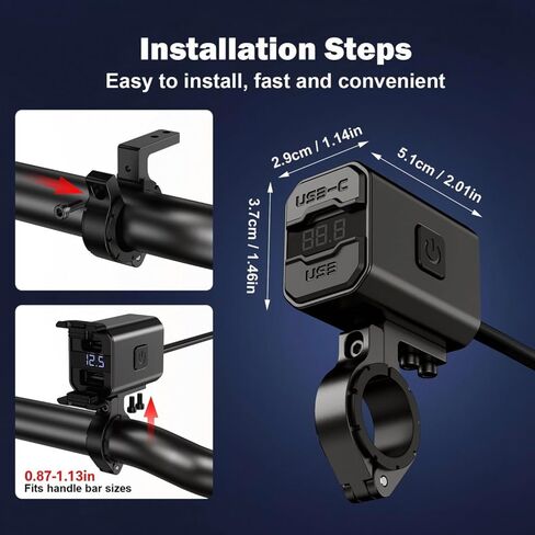 Aluminum Motorcycle Phone Charger SAE to USB Adapter Type C and USB 3.0 in Kuwait