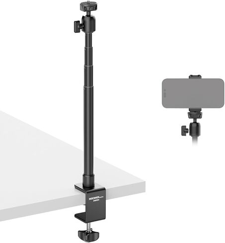 NEEWER Basics Camera Desk Mount Stand with C Clamp & Phone Holder, 11"-31" Adjustable Webcam Mount Overhead Tripod Compatible with Logitech OBSBOT Insta360 Ring Light Mic, Max Load 3.3lb/1.5kg, DS034 in Kuwait