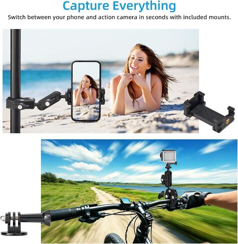Camera Clamp, Camera Mount with 360° Double Ball Head Magic Arm, 1/4"-20 Thread Adapter Compatible with Phone, DSLR, Action Camera, GoPro, LED Light, Monitor in Kuwait