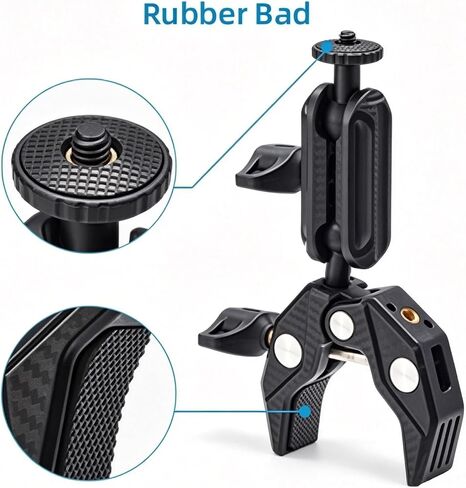 Camera Clamp, Camera Mount with 360° Double Ball Head Magic Arm, 1/4"-20 Thread Adapter Compatible with Phone, DSLR, Action Camera, GoPro, LED Light, Monitor in Kuwait