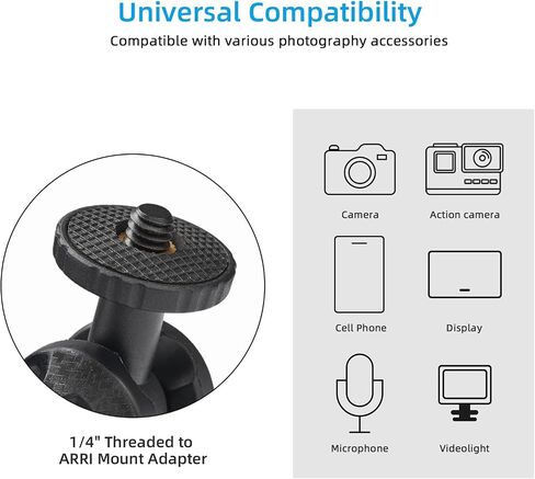 Camera Clamp, Camera Mount with 360° Double Ball Head Magic Arm, 1/4"-20 Thread Adapter Compatible with Phone, DSLR, Action Camera, GoPro, LED Light, Monitor in Kuwait
